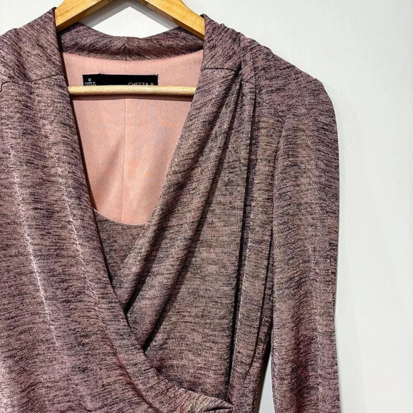 CHETTA B Shimmering pink wrap  dress - Picture 5 of 8